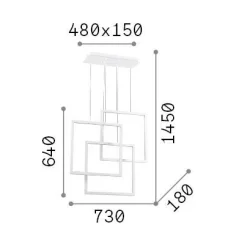 Ideal-Lux - Lampada a sospensione FRAME SP QUADRATO , 73 x 18 x h88 cm,<Dmora Hot