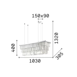 Ideal-Lux - Lampada a sospensione MARTINEZ SP8 , 103 x 31 x h65 cm,<Dmora Cheap