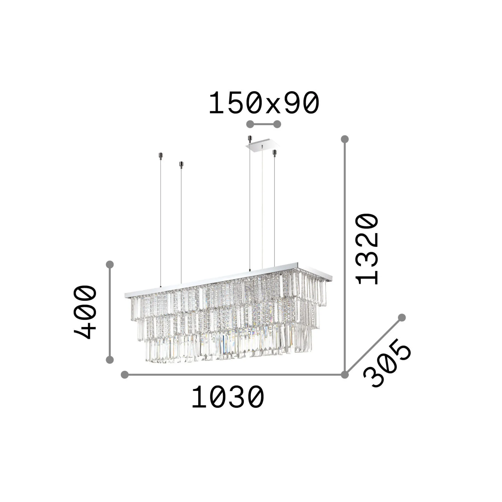 Ideal-Lux - Lampada a sospensione MARTINEZ SP8 , 103 x 31 x h65 cm,<Dmora Cheap
