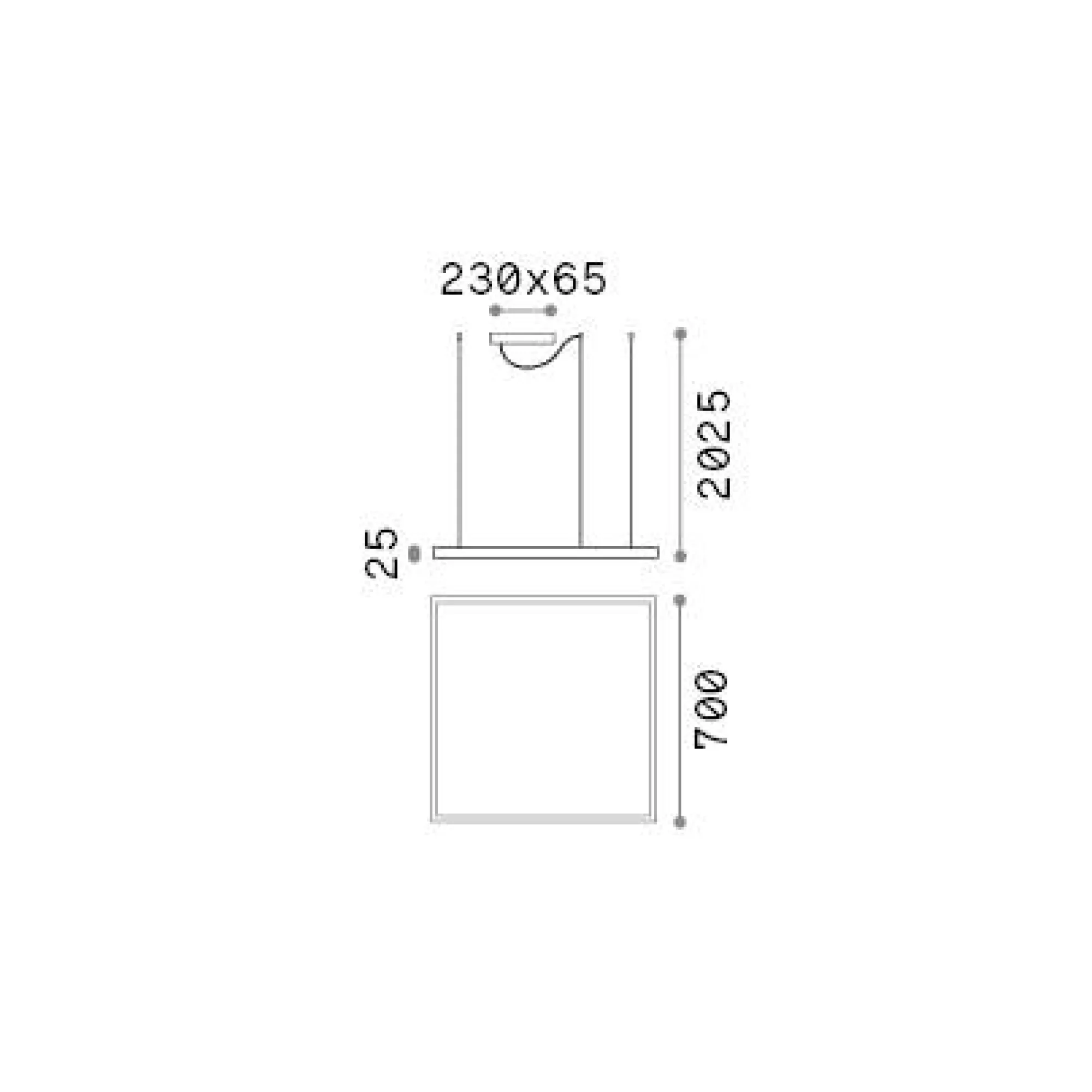 Ideal-Lux - Lampada a sospensione ORACLE SLIM SP D070 SQUARE 3000K ON-OFF BK, 70 x 70 x h28 cm,<Dmora Clearance