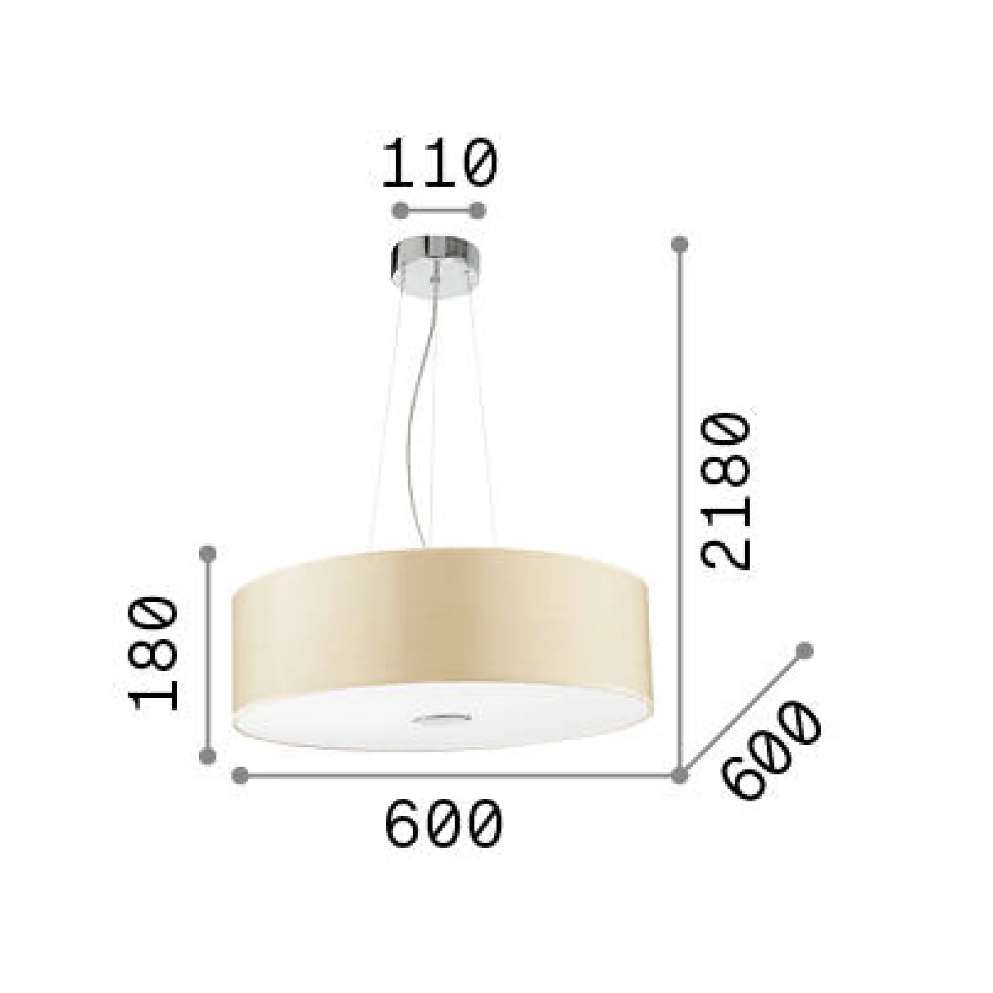 Ideal-Lux - Lampada a sospensione WOODY SP5 , 60 x 60 x h43 cm,<Dmora Online