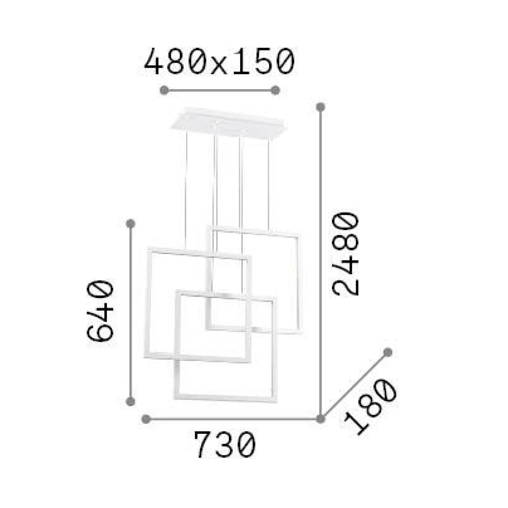 Ideal-Lux - Lampada a sospensione FRAME SP QUADRATO , 73 x 18 x h88 cm,<Dmora Hot