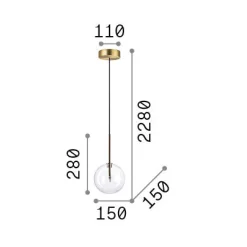 Ideal-Lux - Lampada a sospensione EQUINOXE SP1 D15 , 15 x 15 x h53 cm,<Dmora Store
