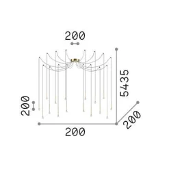 Ideal-Lux - Lampada a sospensione LUCCIOLA SP16 , 20 x 20 x h45 cm,<Dmora Store
