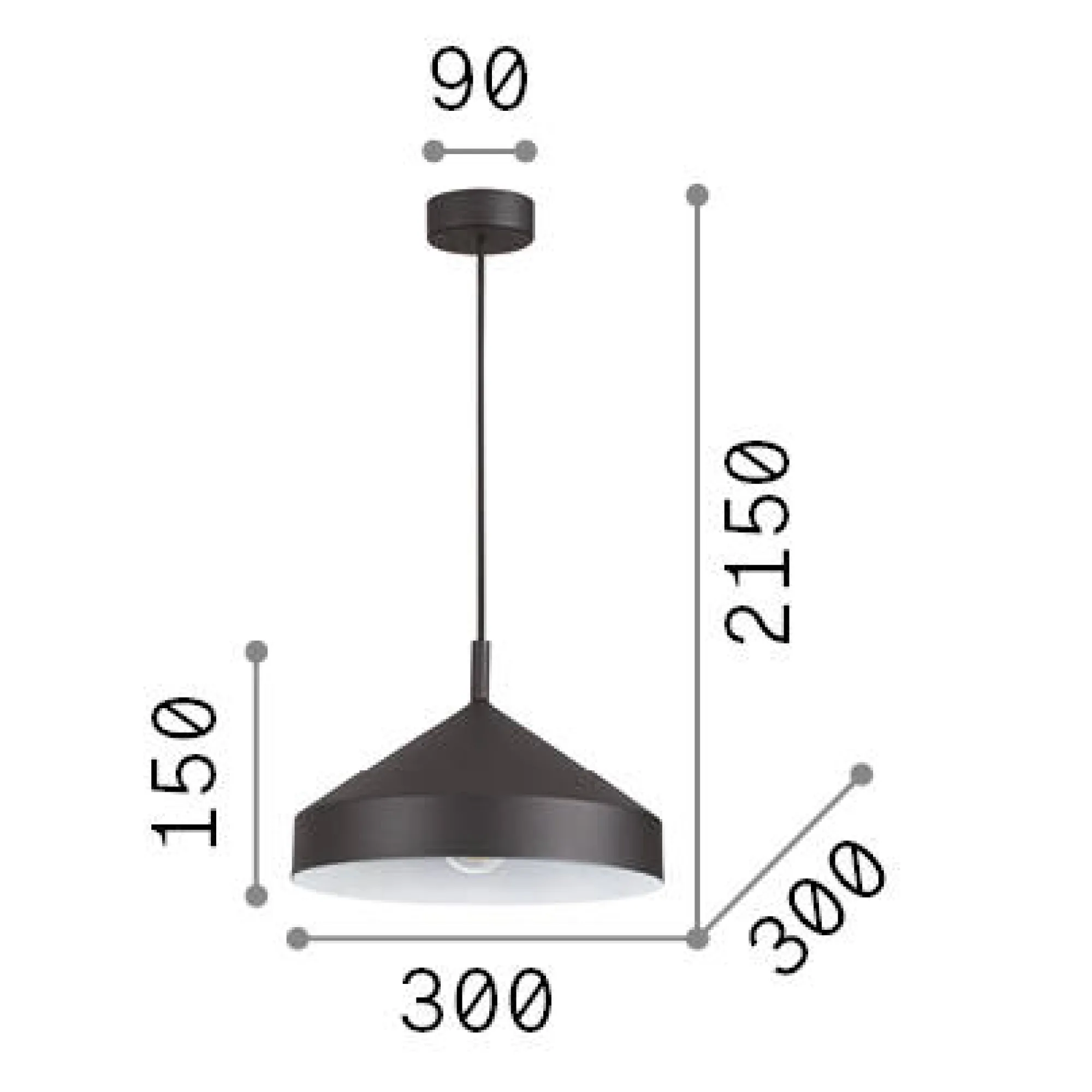 Ideal-Lux - Lampada a sospensione YURTA SP1 D30 , 30 x 30 x h40 cm,<Dmora Cheap