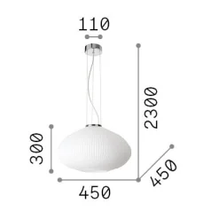Ideal-Lux - Lampada a sospensione PLISSE' SP1 D45 , 45 x 45 x h55 cm,<Dmora Cheap