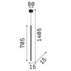 Ideal-Lux - Lampada a sospensione FILO SP1 LONG WIRE , 9 x 9 x h94 cm,<Dmora Clearance