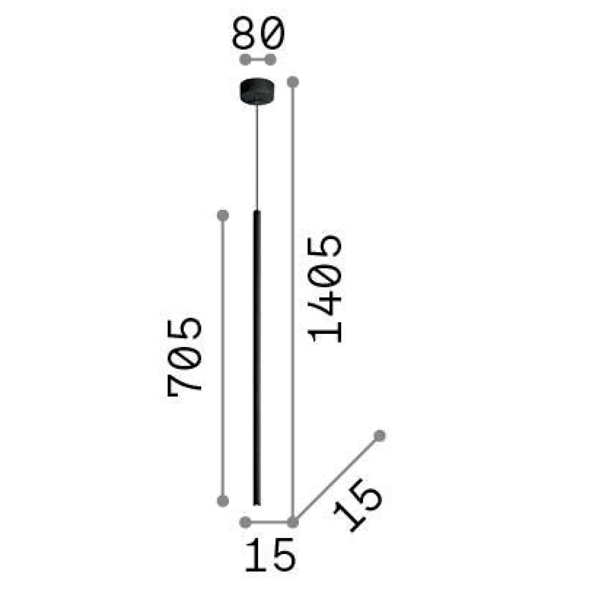 Ideal-Lux - Lampada a sospensione FILO SP1 LONG WIRE , 9 x 9 x h94 cm,<Dmora Clearance