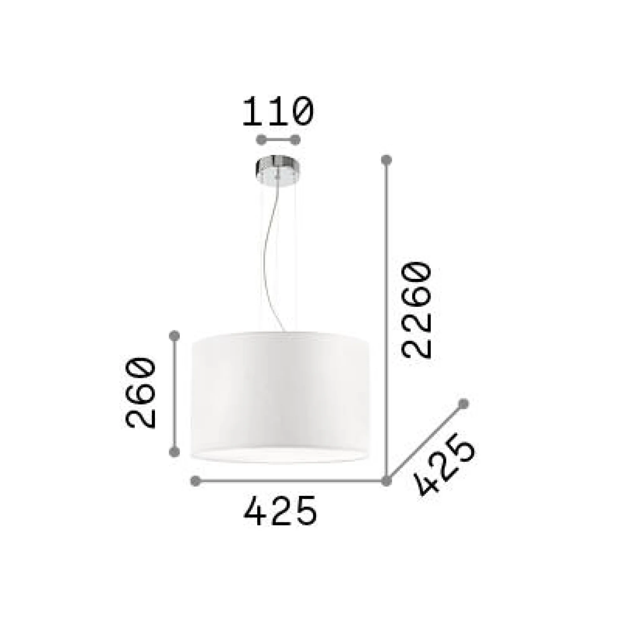 Ideal-Lux - Lampada a sospensione WHEEL SP3, 43 x 43 x h51 cm,<Dmora Shop