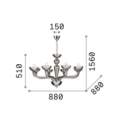 Ideal-Lux - Lampada a sospensione CASANOVA SP8 , 88 x 88 x h76 cm,<Dmora Shop