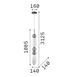 Ideal-Lux - Lampada a sospensione LUMIERE-3 SP, 16 x 16 x h313 cm,<Dmora Discount