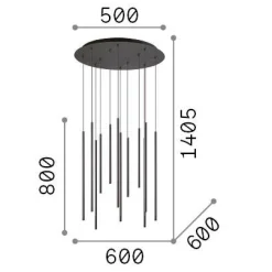 Ideal-Lux - Lampada a sospensione FILO SP12 , 60 x 60 x h105 cm,<Dmora Cheap