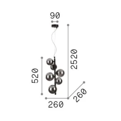 Ideal-Lux - Lampada a sospensione PERLAGE SP6 FUME', 26 x 26 x h77 cm,<Dmora Discount