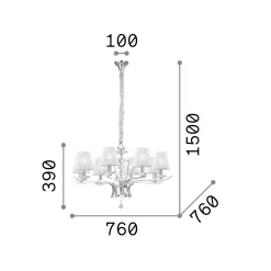 Ideal-Lux - Lampada a sospensione PEGASO SP8 , 76 x 76 x h64 cm,<Dmora Discount