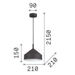 Ideal-Lux - Lampada a sospensione YURTA SP1 D21 , 21 x 21 x h40 cm,<Dmora Online