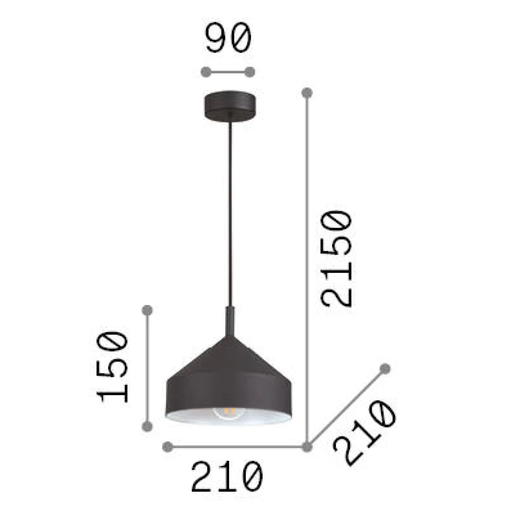 Ideal-Lux - Lampada a sospensione YURTA SP1 D21 , 21 x 21 x h40 cm,<Dmora Online