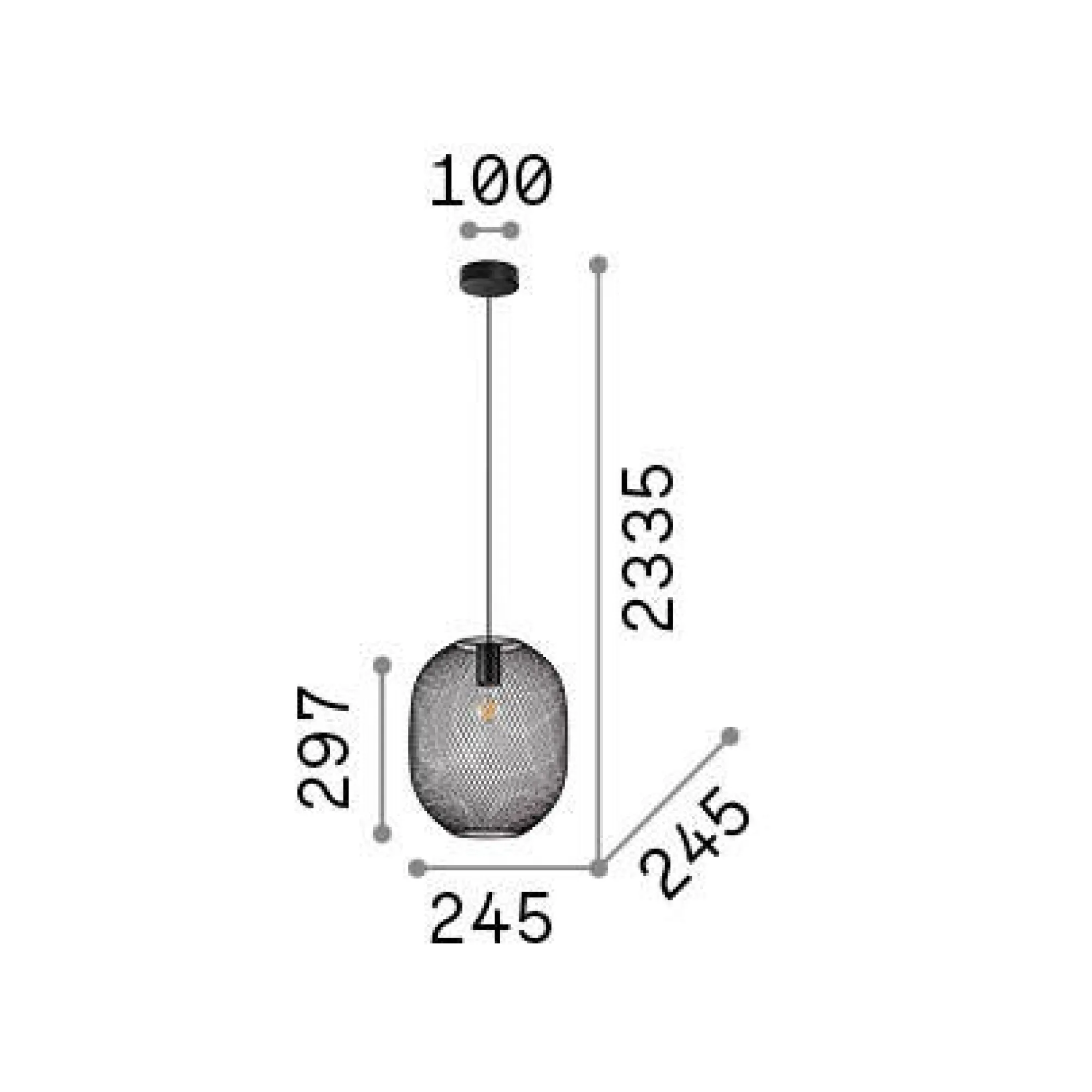 Ideal-Lux - Lampada a sospensione NET SP1 D24 , 25 x 25 x h53 cm,<Dmora Sale
