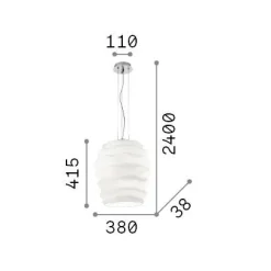 Ideal-Lux - Lampada a sospensione KARMA SP1 BIG, 38 x 38 x h65 cm,<Dmora Discount