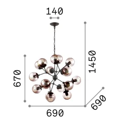 Ideal-Lux - Lampada a sospensione KEPLER SP18, 69 x 69 x h92 cm,<Dmora New