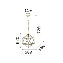Ideal-Lux - Lampada a sospensione DECA SP1 BIG, 50 x 50 x h87 cm,<Dmora Flash Sale