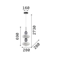 Ideal-Lux - Lampada a sospensione LUMIERE-2 SP, 28 x 28 x h273 cm,<Dmora Discount