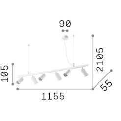 Ideal-Lux - Lampada a sospensione DYNAMITE SP6 , 116 x 6 x h36 cm,<Dmora Outlet