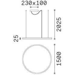 Ideal-Lux - Lampada a sospensione ORACLE SLIM SP D150 ROUND 3000K DALI WH, 150 x 150 x h28 cm,<Dmora Fashion