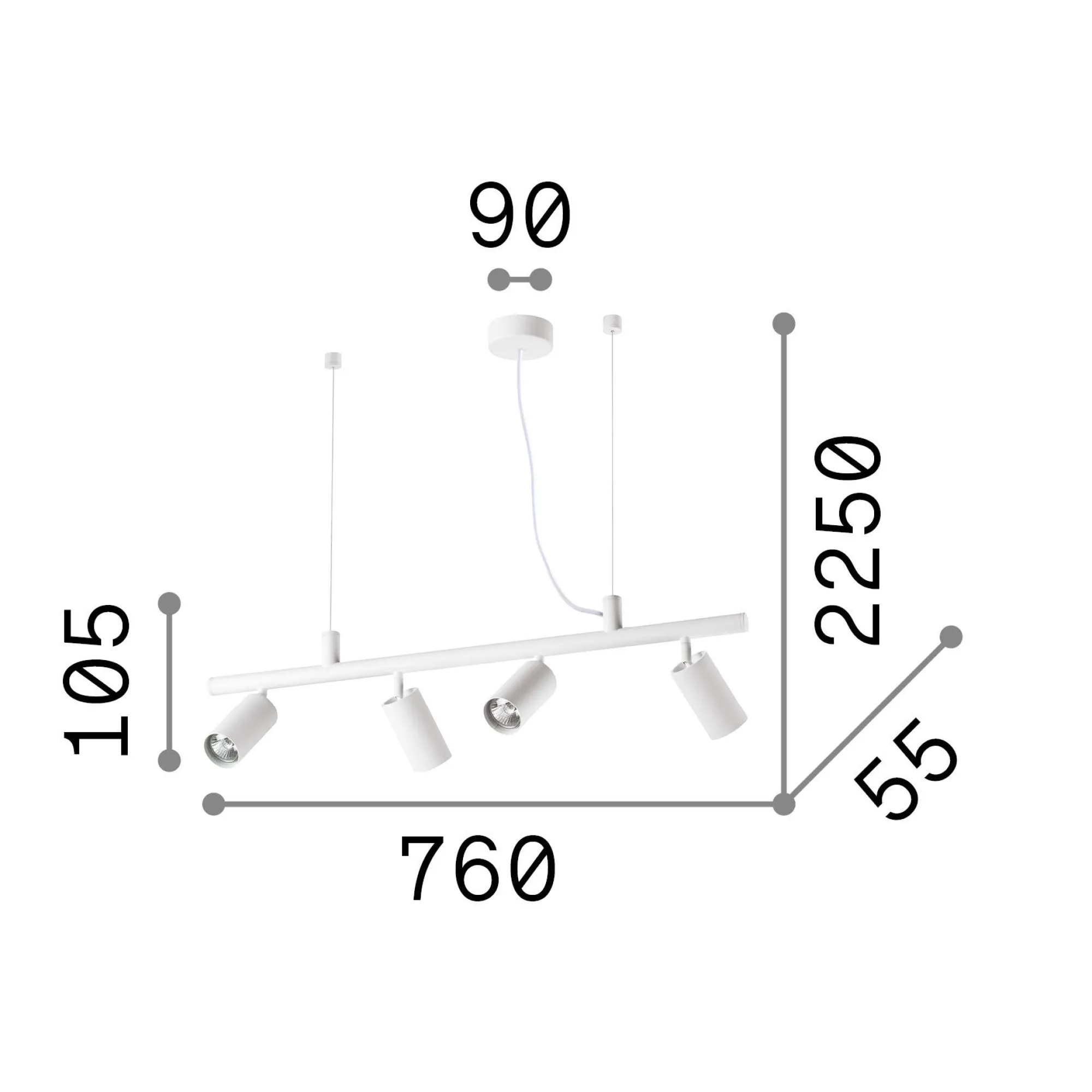 Ideal-Lux - Lampada a sospensione DYNAMITE SP4 , 76 x 6 x h36 cm,<Dmora Flash Sale
