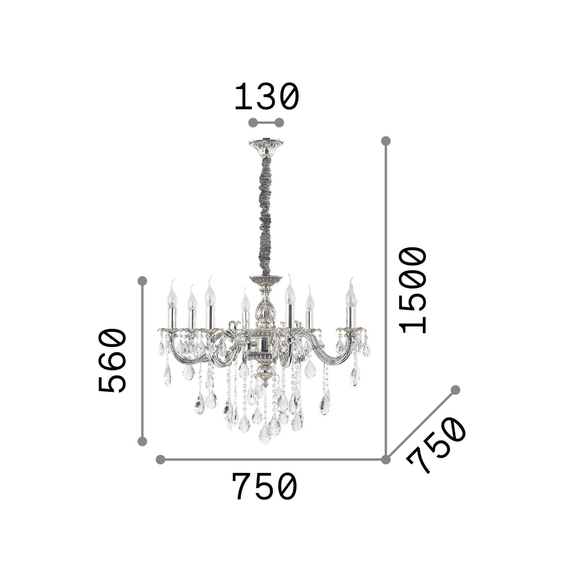 Ideal-Lux - Lampada a sospensione IMPERO SP8, 75 x 75 x h81 cm,<Dmora Online