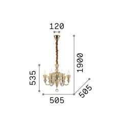 Ideal-Lux - Lampada a sospensione STRAUSS SP6, 51 x 51 x h79 cm,<Dmora Sale