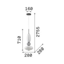 Ideal-Lux - Lampada a sospensione LUMIERE-1 SP, 28 x 28 x h276 cm,<Dmora Cheap