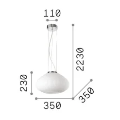 Ideal-Lux - Lampada a sospensione PLISSE' SP1 D35 , 35 x 35 x h48 cm,<Dmora New