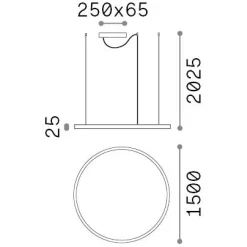 Ideal-Lux - Lampada a sospensione ORACLE SLIM SP D150 ROUND 4000K ON-OFF BK, 150 x 150 x h28 cm,<Dmora Cheap