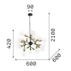 Ideal-Lux - Lampada a sospensione SPARK SP24, 60 x 60 x h67 cm,<Dmora Store