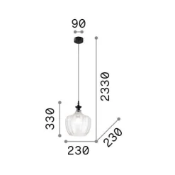 Ideal-Lux - Lampada a sospensione LORD SP1 FUME', 23 x 23 x h58 cm,<Dmora Online