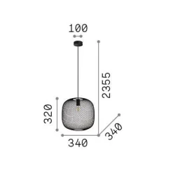 Ideal-Lux - Lampada a sospensione NET SP1 D34 NERO, 34 x 34 x h56 cm,<Dmora Flash Sale