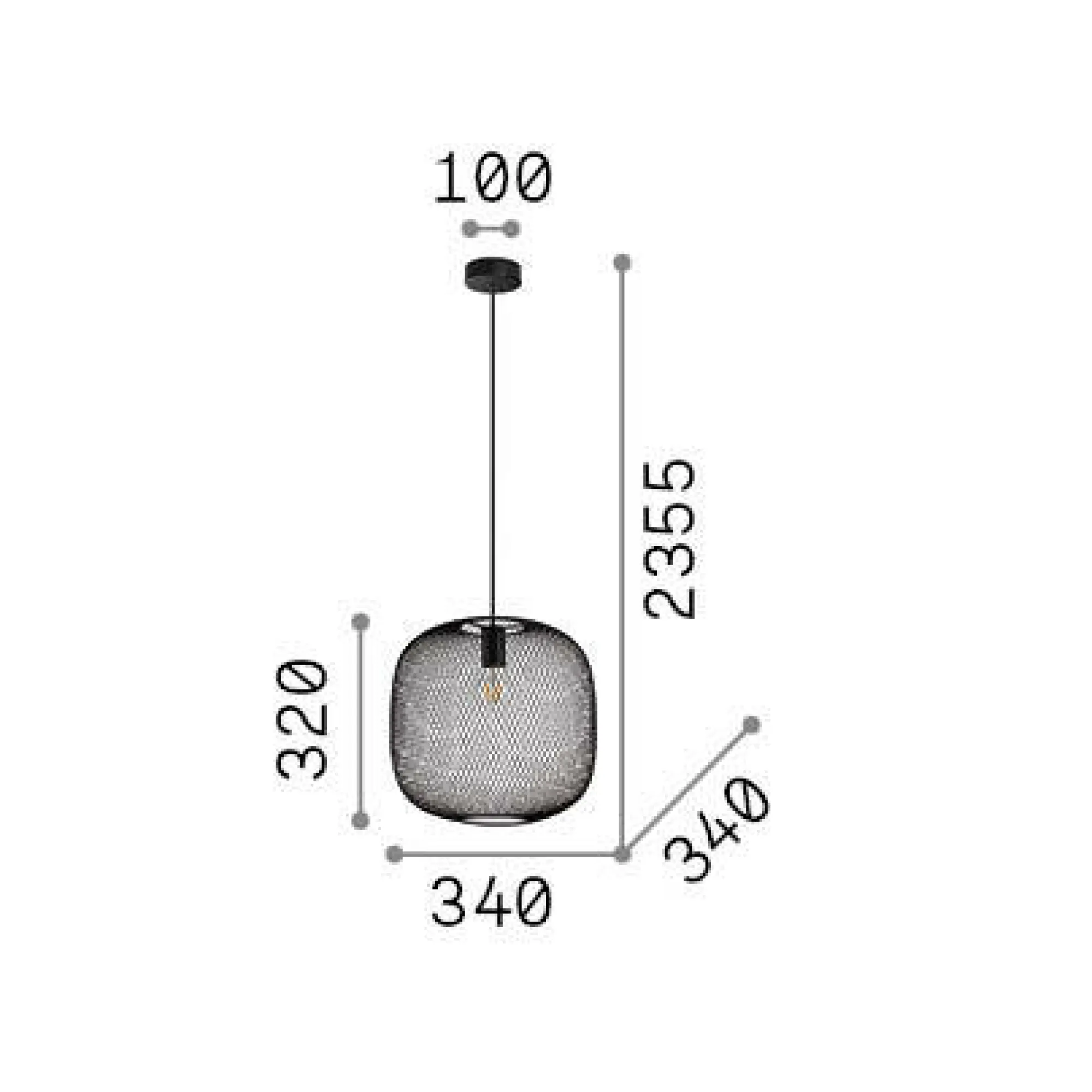 Ideal-Lux - Lampada a sospensione NET SP1 D34 NERO, 34 x 34 x h56 cm,<Dmora Flash Sale