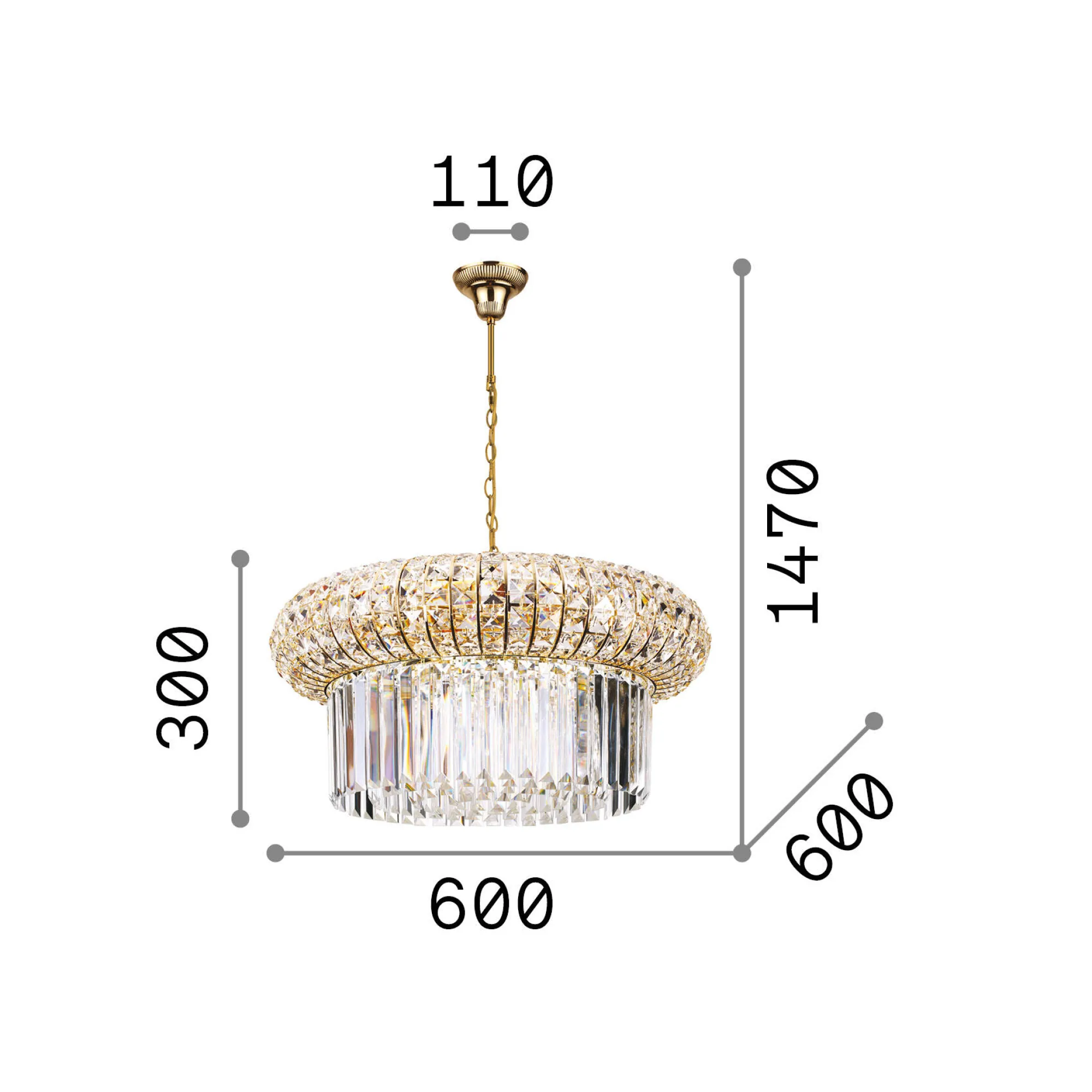 Ideal-Lux - Lampada a sospensione NABUCCO SP12, 60 x 60 x h55 cm,<Dmora Clearance