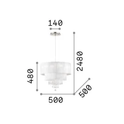 Ideal-Lux - Lampada a sospensione OPERA SP4, 50 x 50 x h73 cm,<Dmora Fashion