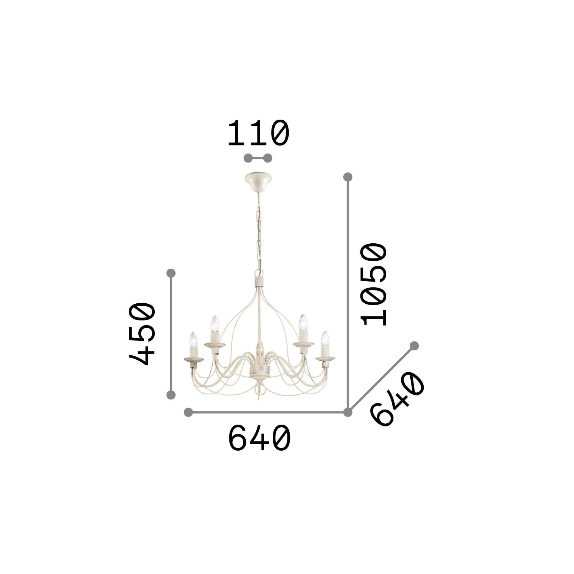 Ideal-Lux - Lampada a sospensione CORTE SP5 , Made in Italy, 64 x 64 x h70 cm,<Dmora Flash Sale