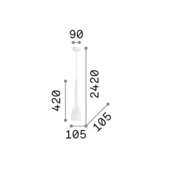 Ideal-Lux - Lampada a sospensione FLUT SP1 SMALL , 11 x 11 x h67 cm,<Dmora Sale