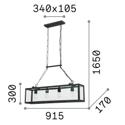 Ideal-Lux - Lampada a sospensione IGOR SP4, 92 x 17 x h55 cm,<Dmora Hot