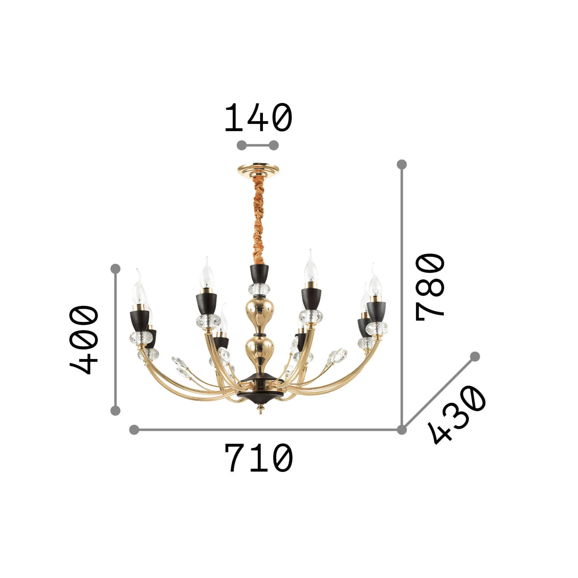 Ideal-Lux - Lampada a sospensione VANITY SP8, 71 x 71 x h65 cm,<Dmora Outlet