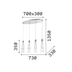 Ideal-Lux - Lampada a sospensione KUKY SP4, 73 x 33 x h60 cm,<Dmora Hot