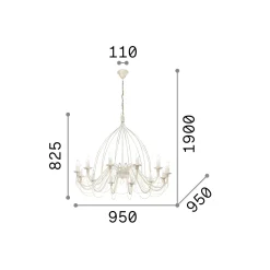 Ideal-Lux - Lampada a sospensione CORTE SP12 , Made in Italy, 95 x 95 x h108 cm,<Dmora Cheap