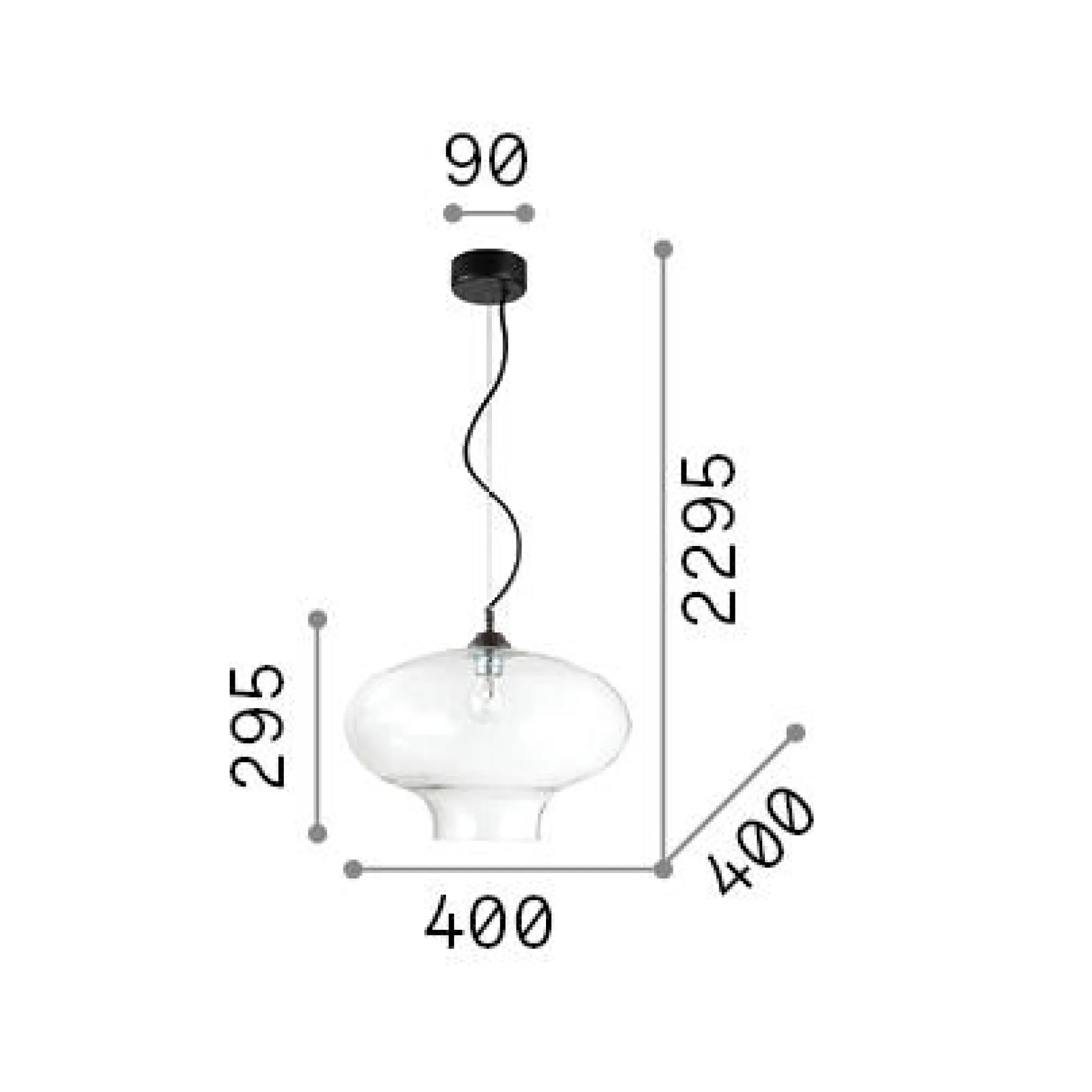 Ideal-Lux - Lampada a sospensione BISTRO' SP1 ROUND FUME', 40 x 40 x h55 cm,<Dmora Flash Sale