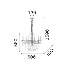 Ideal-Lux - Lampada a sospensione IMPERO SP6, 60 x 60 x h75 cm,<Dmora Outlet