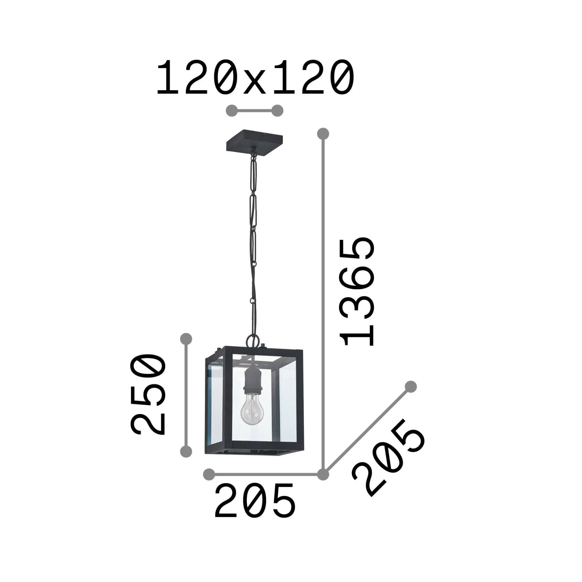 Ideal-Lux - Lampada a sospensione IGOR SP1, 21 x 21 x h50 cm,<Dmora Cheap