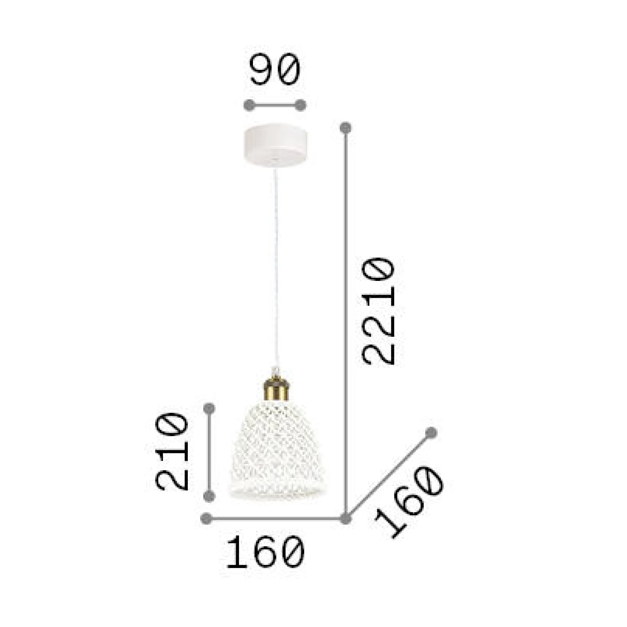 Ideal-Lux - Lampada a sospensione LUGANO SP1 D16, 16 x 16 x h46 cm,<Dmora Cheap