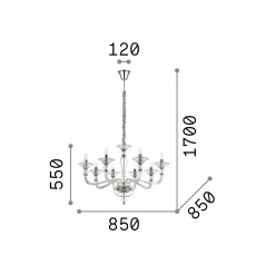 Ideal-Lux - Lampada a sospensione DANIELI SP8 , 85 x 85 x h80 cm,<Dmora Shop